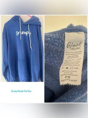 'Grumpy' Blue Fleece Hoodie